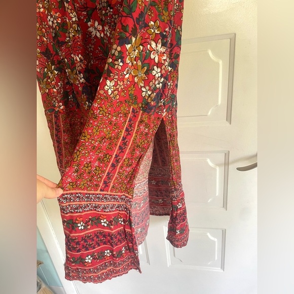 Jodifl V-neck Floral Midi Dress 3/4 Sleeve Side Skirs Bohemian Size Large - Picture 6 of 9